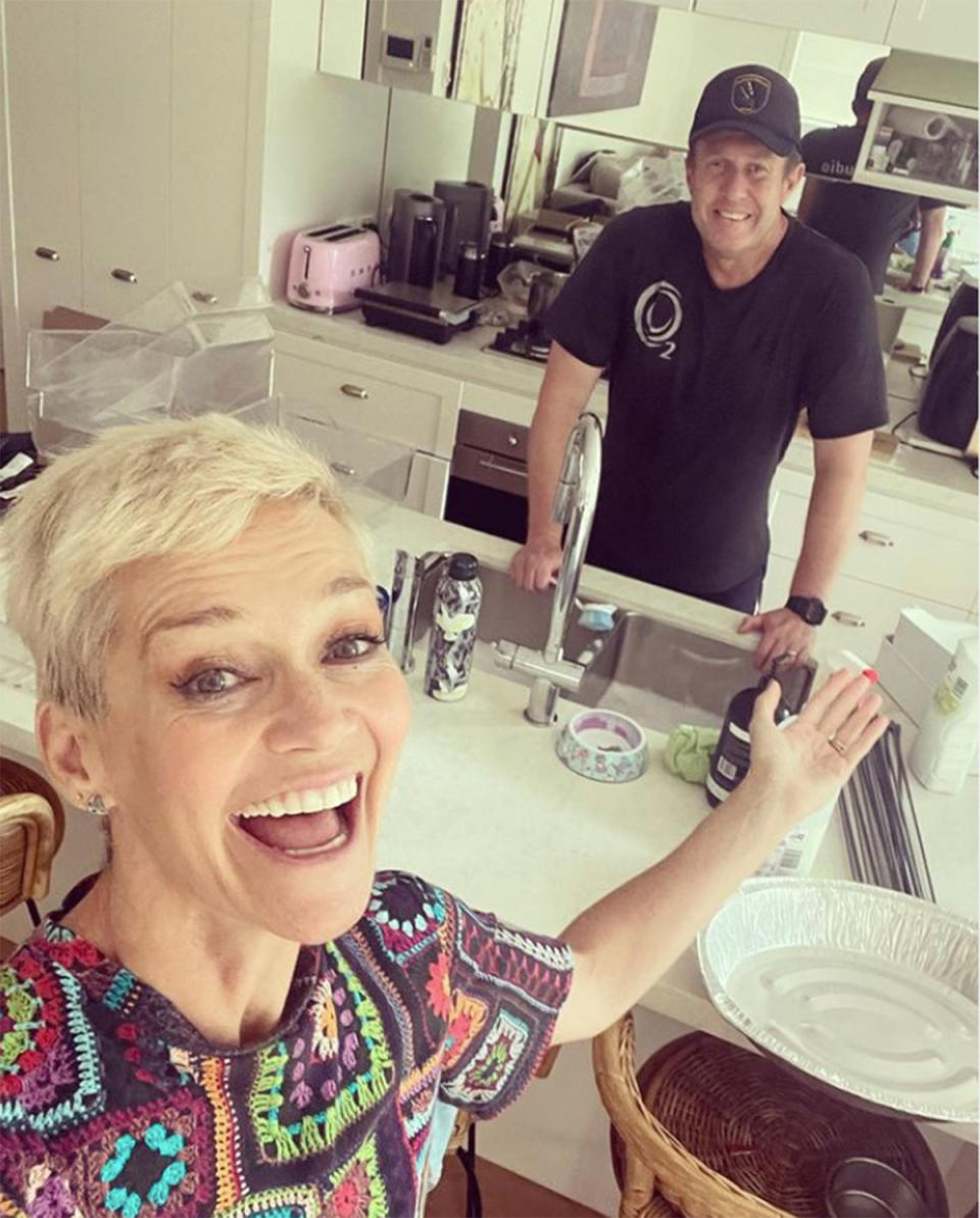 Jessica Rowe and Peter Overton in the kitchen
