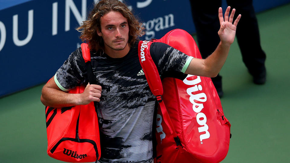 Stefanos Tsitsipas, pictured here after crashing out of the US Open.