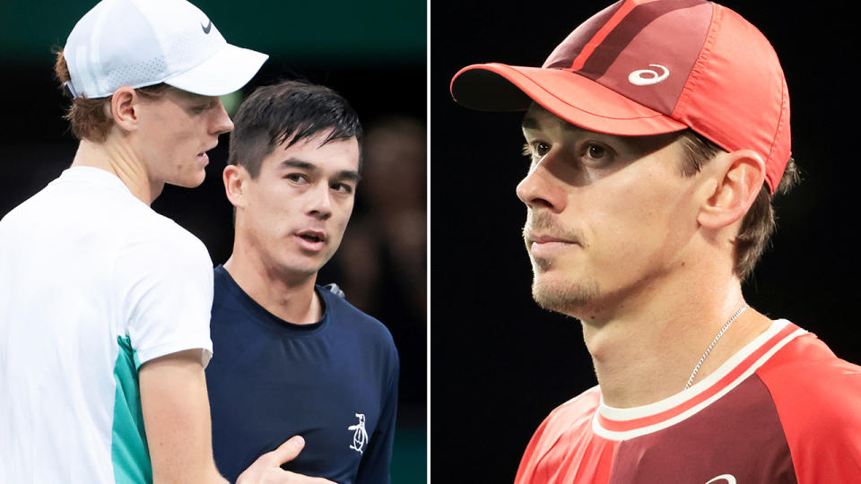 Jannik Sinner and Alex de Minaur at the Paris Masters.