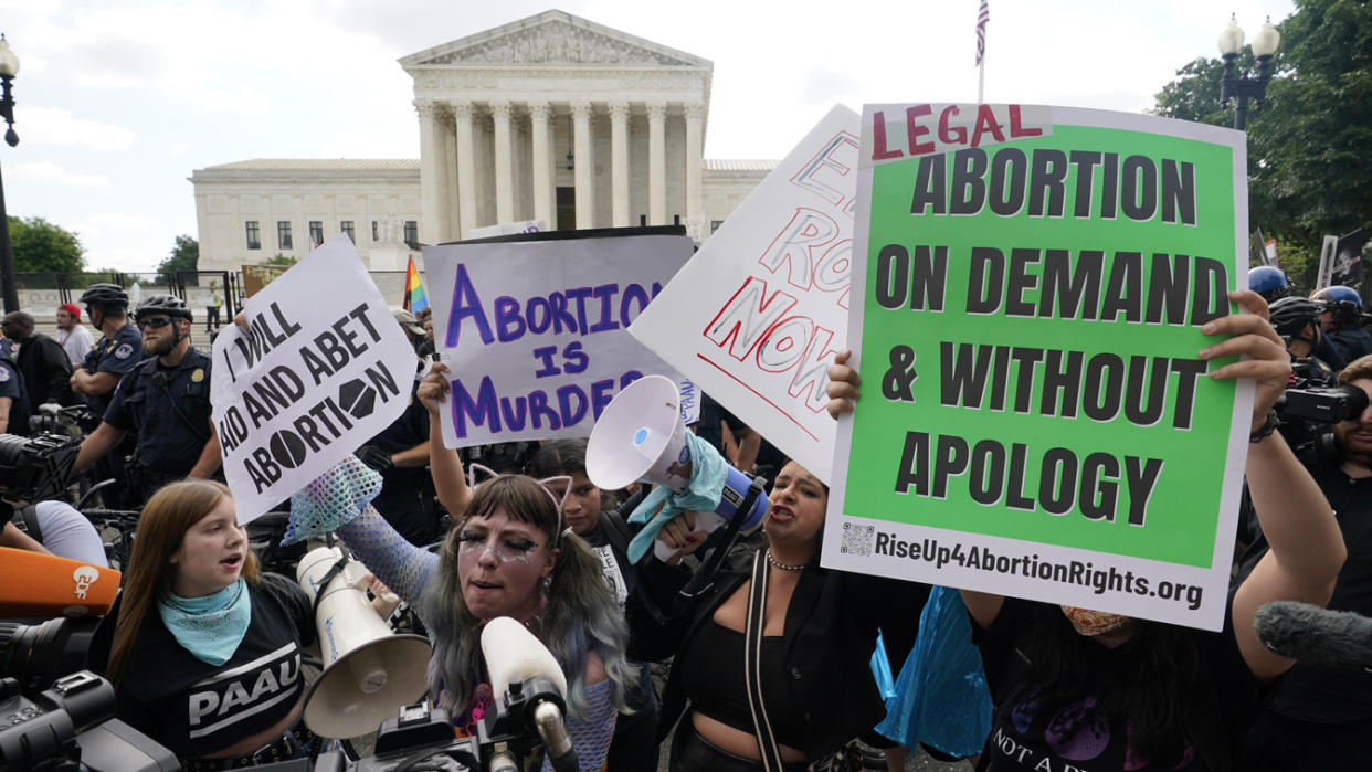 Protesters outside the Supreme Court.