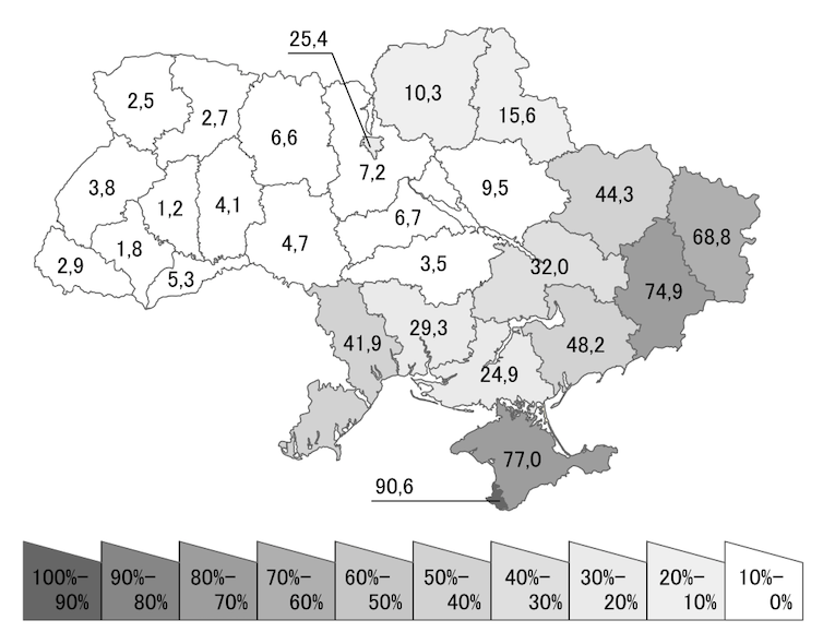 A map with percentages shown of languages spoken.