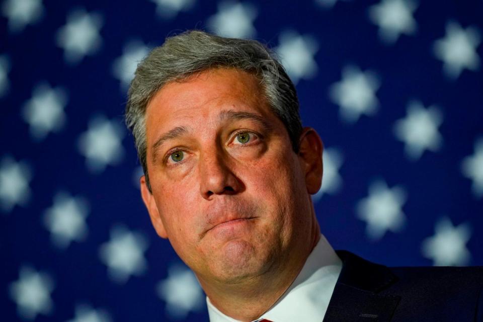 PHOTO: Democratic candidate for Senate Rep. Tim Ryan speaks during an election night event in Boardman, OH, Nov. 8, 2022. (Drew Angerer/Getty Images)