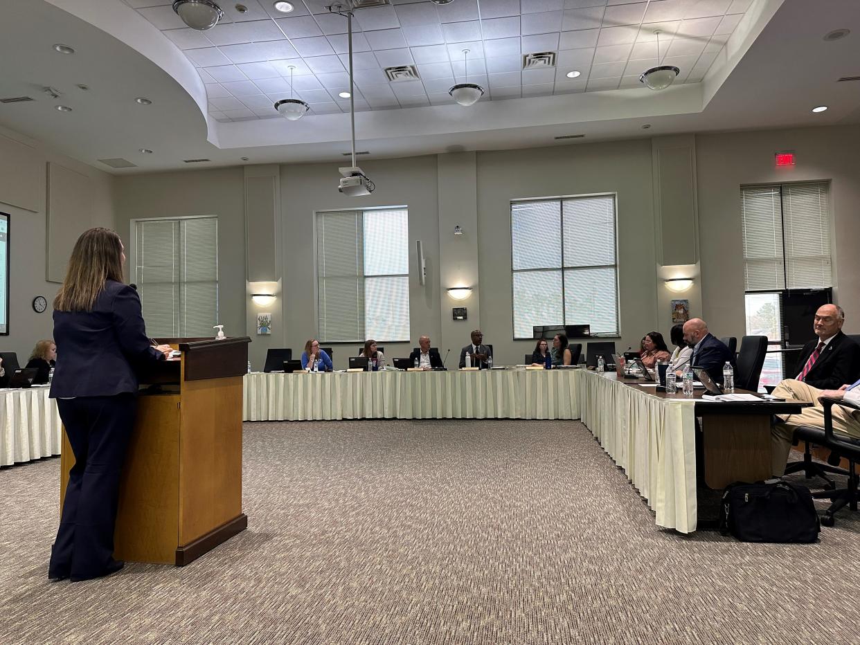 Chief Financial Officer Ashley Sutton gives the New Hanover Board of Education more data so that they can prepare a budget to present to the New Hanover County Commissioners. The New Hanover County Commissioners will then allot the district funds where they can.