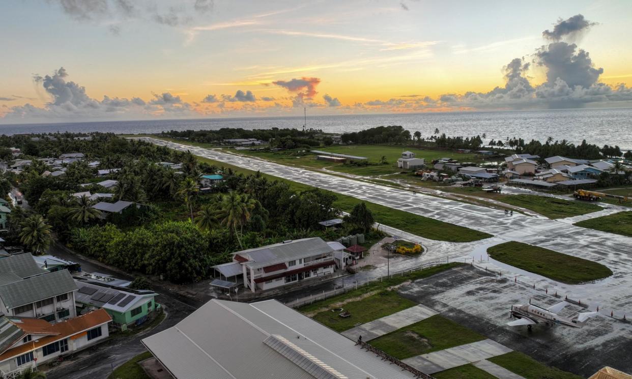 <span>Funafuti in Tuvalu, one of Taiwan’s three allies in the Pacific.</span><span>Photograph: Kalolaine Fainu/The Guardian</span>