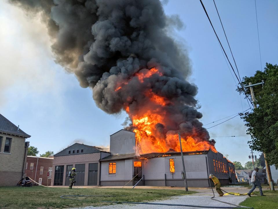 Billowing smoke could be seen for miles as Dobson Pipe Organ Builders burned Tuesday afternoon in downtown Lake City.