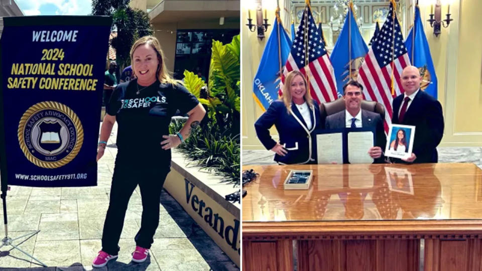 Oklahoma Governor Kevin Stitt with Lori Alhadeff and her husband, Dr. Ilan Alhadeff