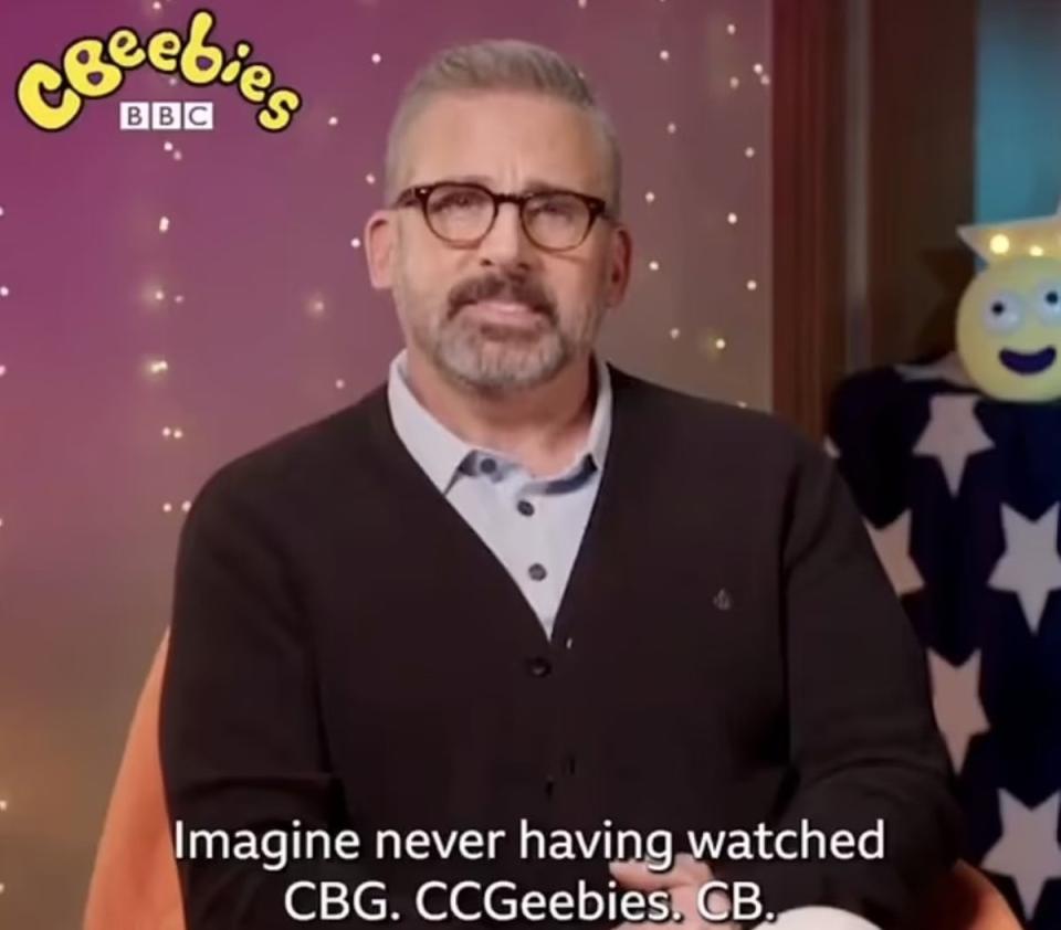 Steve Carell couldn’t contain his laughter as he stumbled over ‘CBeebies’ pronunciation (BBC)