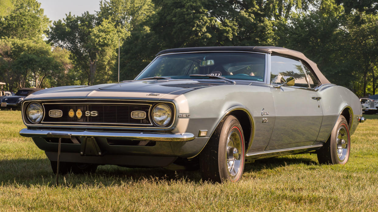 GROSSE POINTE SHORES, MI/USA - JUNE 19, 2016: A 1968 Chevrolet Camaro car at the EyesOn Design car show, held at the Edsel and Eleanor Ford House, near Detroit, Michigan.