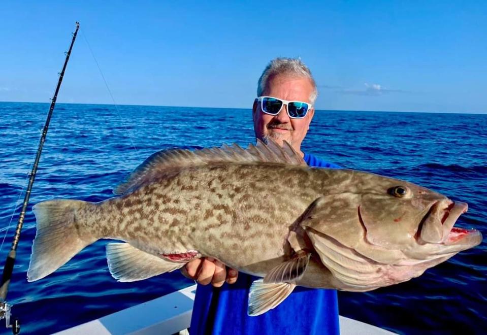 A customer aboard Fired Up Fishing Charters out of Port Canaveral caught this nice gag grouper on May 3, 2024.