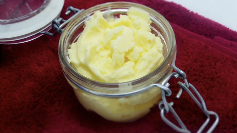 Jar of homemade butter