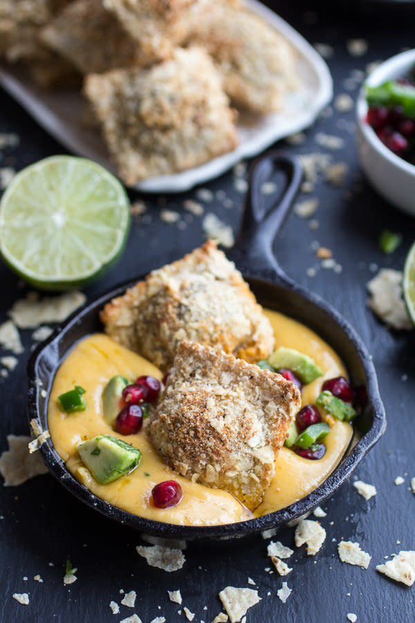 <strong>Get the <a href="http://www.halfbakedharvest.com/tortilla-chip-crusted-oven-fried-ravioli-spicy-fontina-queso-fundido/" target="_blank">Spicy Fontina Queso Fundido recipe</a> from Half Baked Harvest</strong>