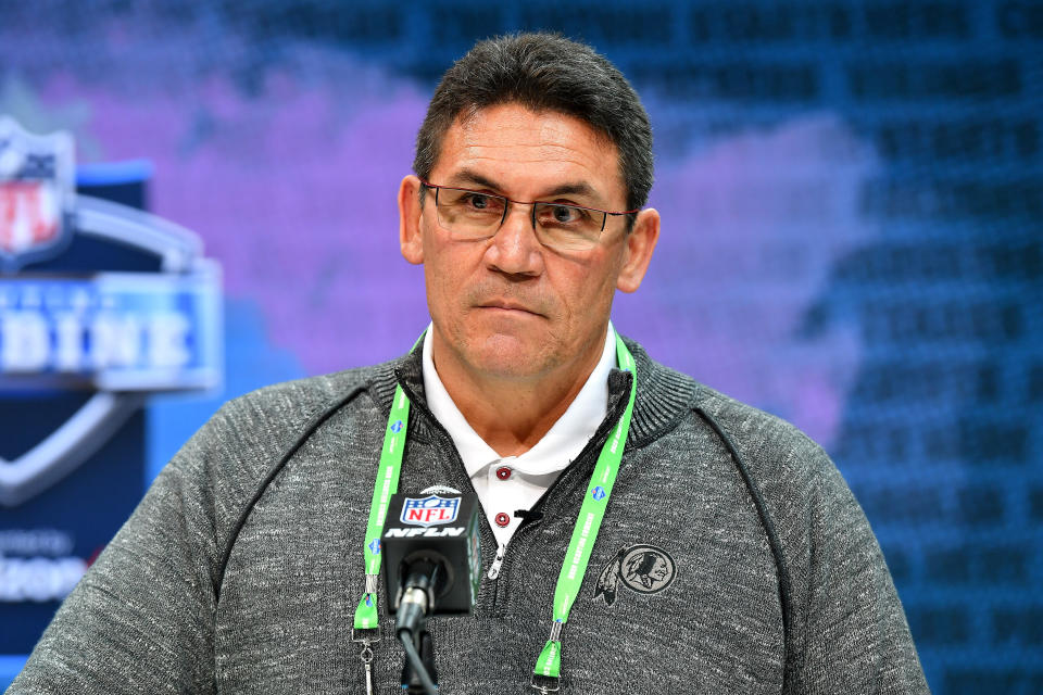 Ron Rivera traded for Kyle Allen, his starting quarterback last season in Carolina, and says he has confidence in Allen leading the Redskins' offense. (Photo by Alika Jenner/Getty Images)