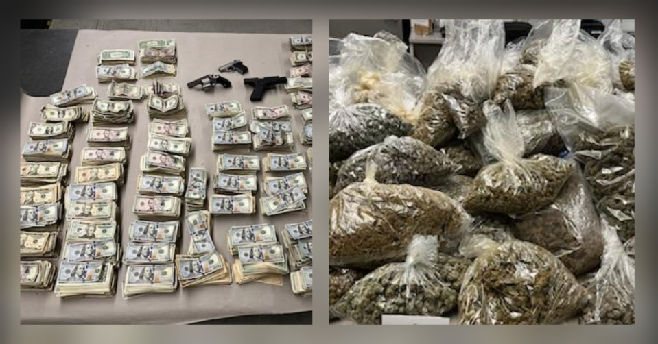 After serving a search warrant, authorities seized 146 pounds, $104,000 in cash and three pistols (Photo from San Jose PD Chief Paul Joseph).