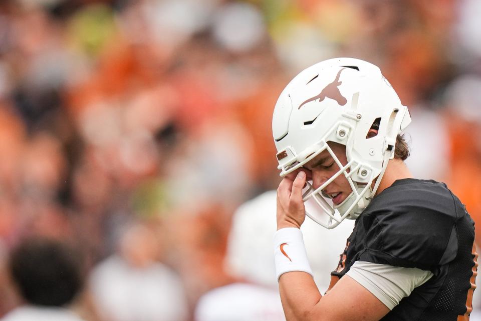 Texas quarterback Arch Manning had a sensational showing during Saturday's Orange-White spring game at Royal-Memorial Stadium, throwing for 355 yards and a pair of touchdowns and leading his squad to scoring drives in his first four possessions.