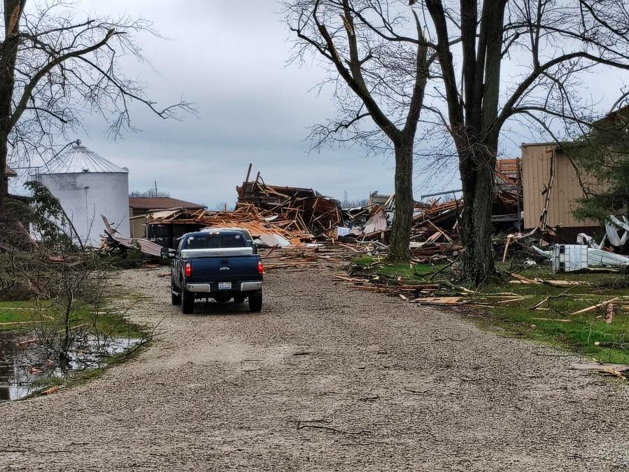 Multiple homes and businesses have been damaged in the village of Lakeview on Indian Lake. (NBC4 Photo/Eric Halperin)