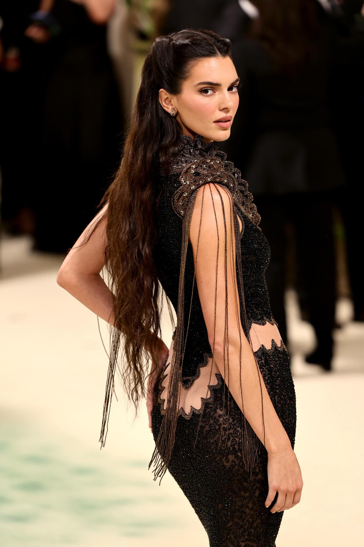 Kendall Jenner Wore a Trompe L'Oeil Sheer Dress to the 2024 Met Gala ...