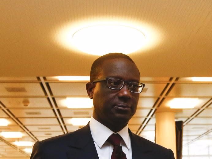 Tidjane Thiam arrives for a Credit Suisse news conference in Zurich, March 10, 2015.  REUTERS/Arnd Wiegmann 