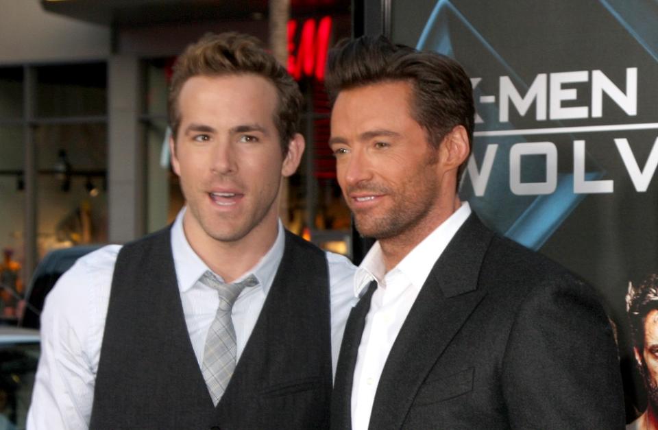 Ryan Reynolds & Hugh Jackman at the LA premiere of 2009's 'X-Men Origins: Wolverine' (Credit: WENN)