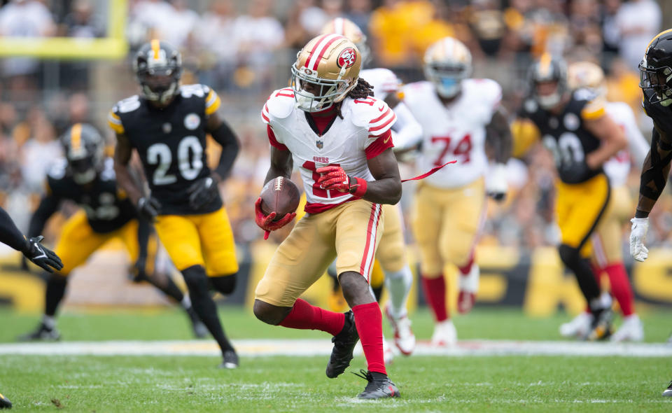 Will Brandon Aiyuk end up with the Steelers? (Photo by Michael Zagaris/San Francisco 49ers/Getty Images)