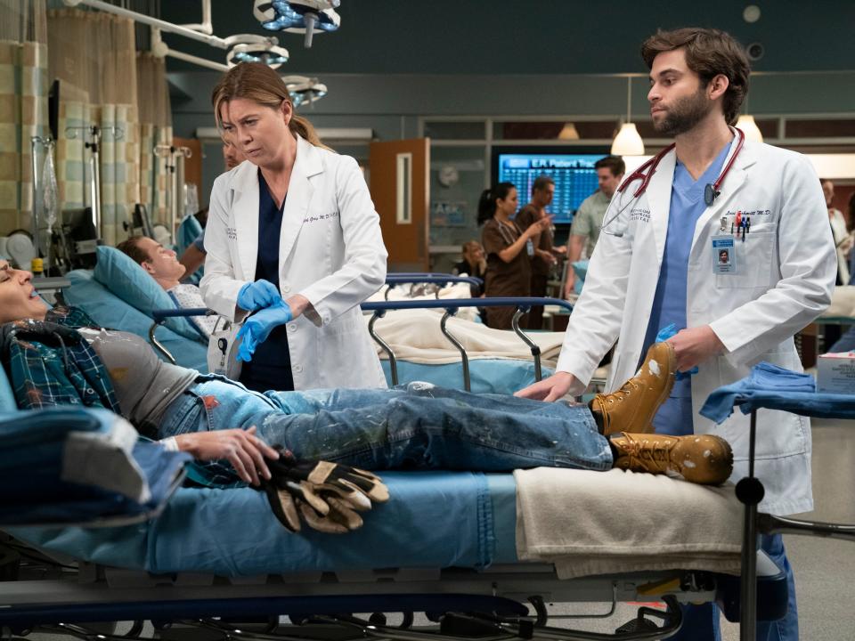 Ellen Pompeo and Jake Borelli on "Grey's Anatomy."