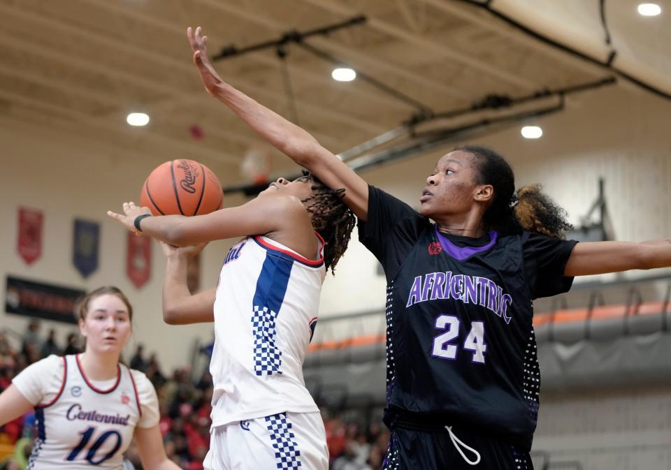 Kamryn Grant, right, averages a team-best 17.2 points for City League-champion Africentric.