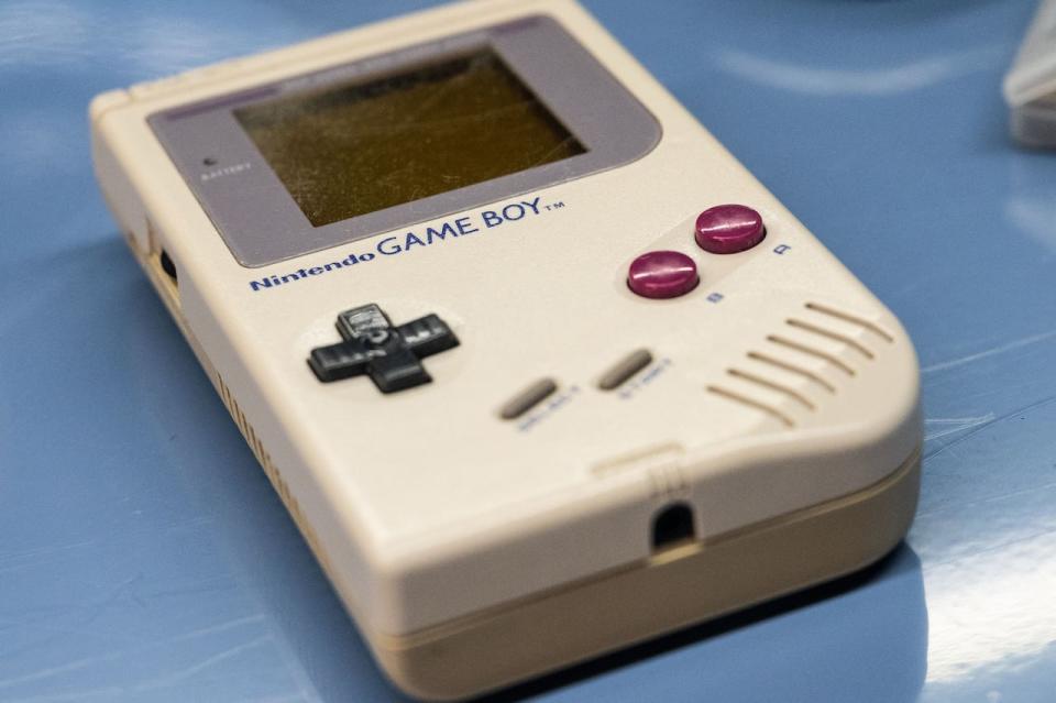 This photograph taken on August 4, 2022 shows the handheld video game console Game Boy manufactured by Nintendo belonging to the Charles Cros collection exposed at the Francois-Mitterrand National Library of France in Paris. (Photo by BERTRAND GUAY / AFP) (Photo by BERTRAND GUAY/AFP via Getty Images)