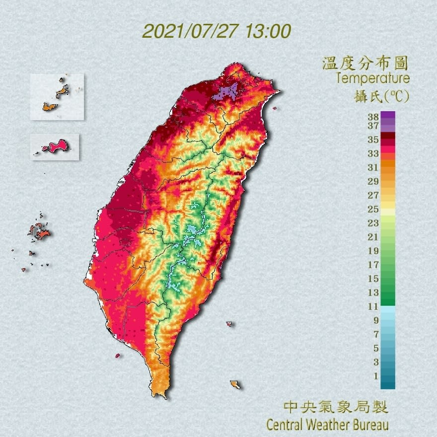 背風面北部及東部需注意沉降、焚風高溫。（圖／中央氣象局）