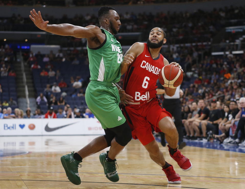 Canada's Cory Joseph is expected to rejoin the team after missing Wednesday's practice ahead of a series of pre-tournament games. (THE CANADIAN PRESS/John Woods)