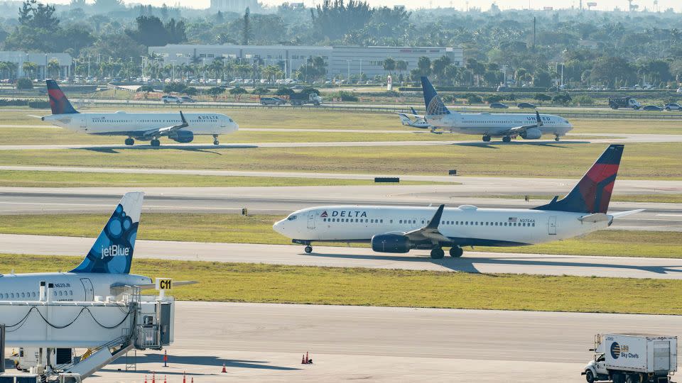 Jets at Palm Beach International Airport in Florida. North America has maintained a fatality risk of zero since 2020, says IATA. - Greg Lovett/The Palm Beach Post/USA Today Network/Sipa USA