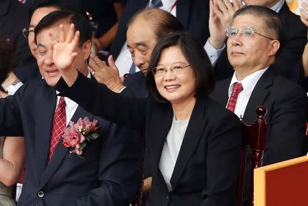 President Tsai Ing-wen waves during National Day celebrations in Taipei, Taiwan, October 10, 2016. REUTERS/Tyrone Siu