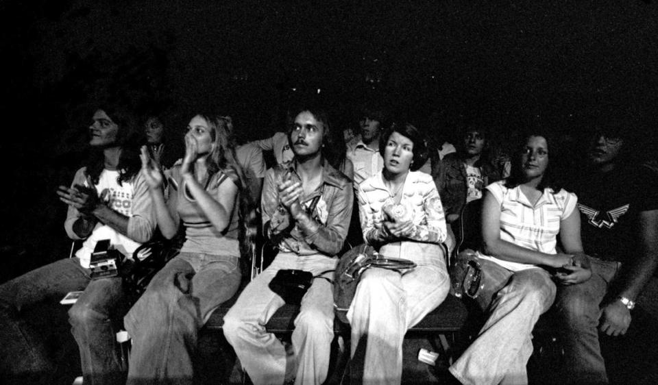 Paul McCartney and Wings opened their first United States tour, “Wings Over America,” at the Tarrant County Convention Center, attracting a packed house which was sold out two months before the show. Seen here is a shot of the cheering audience; 05/03/1976.