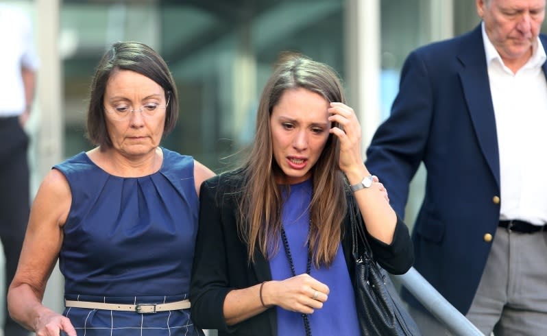 Brynt McSwain's fiancee Katey Gibb leaves court. Picture: Lincoln Baker/The West Australian