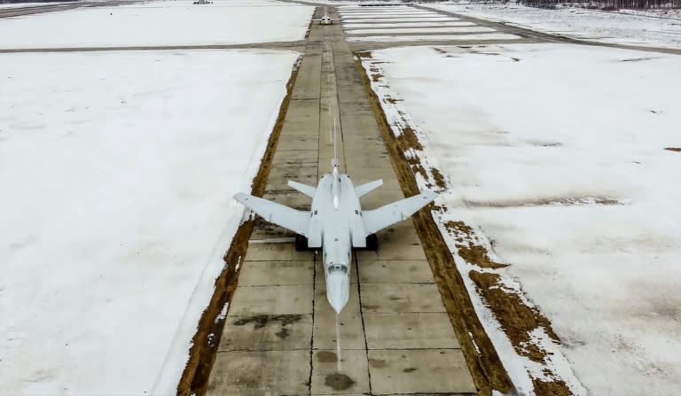 A handout picture of a Tu-22M3 Russian bomber of the kind that Ukraine said was shot down Friday (Handout)
