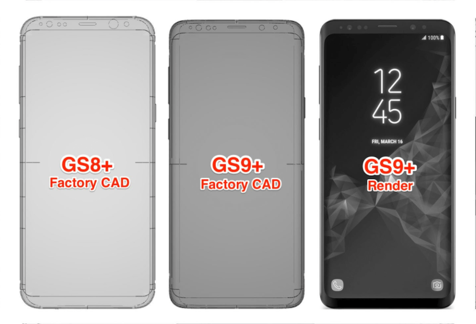 三星 Galaxy S9+ 設計圖曝光 螢幕邊框縮窄、機身厚度略增