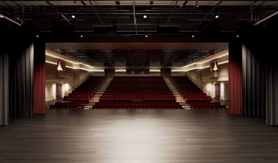 A fully configurable, 400-seat theater will be part of the new waterfront cultural arts center that is under construction at the Royal Poinciana Playhouse site. A rendering of the theater's seats is pictured here.