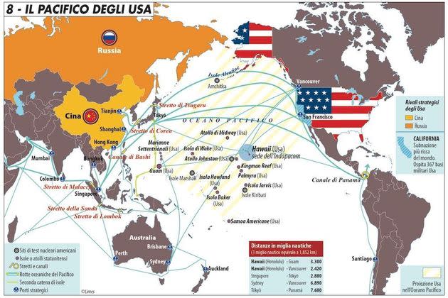 L'ineguagliabile centralità del Pacifico per l’America - Carta di Laura Canali, da Limes (Photo: Limes)