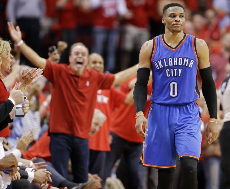 What were Russell Westbrook's stats in his MVP winning year?