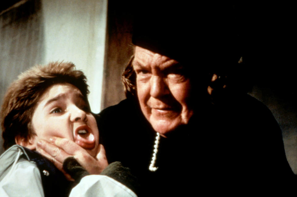 Mama Fratelli holding Mouth hostage