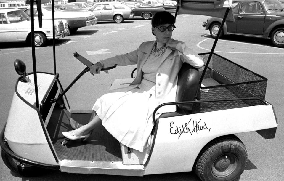 Edith Head was hired as the first fashion consultant for the Academy Awards. <a href="https://www.gettyimages.com/detail/news-photo/edith-head-outside-her-office-on-the-lot-of-universal-news-photo/77695597?adppopup=true" rel="nofollow noopener" target="_blank" data-ylk="slk:Mark Sullivan/Contour via Getty Images;elm:context_link;itc:0;sec:content-canvas" class="link ">Mark Sullivan/Contour via Getty Images</a>