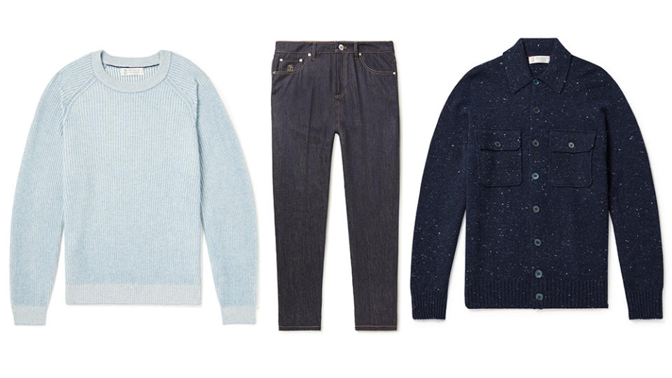 Beyond cashmere, Cucinelli's capsule for Mr Porter also includes denim and outerwear.