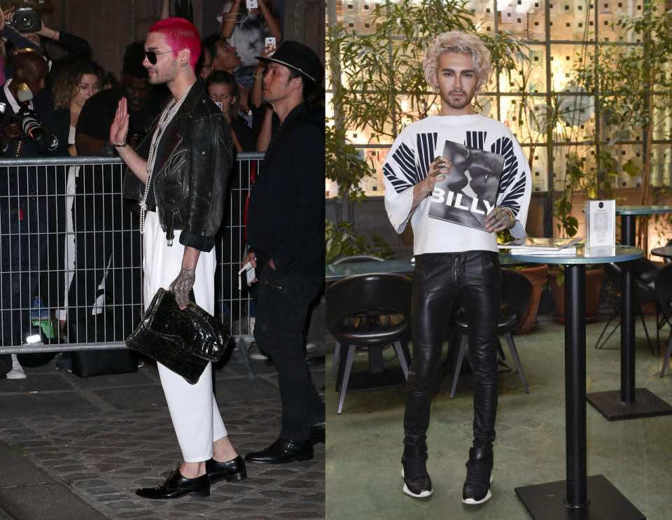 Die Leute staunten nicht schlecht, als Bill Kaulitz sich bei der Paris Fashion Week mit pinken, raspelkurzen Haaren blicken ließ. Denn auch wenn man ausgefallene Stylings von dem Tokio-Hotel-Sänger gewohnt ist, sticht die grelle Farbe doch sehr ins Auge. Was vielen nicht auffiel: Kaulitz hat seine sanft-pinke Wuschelmähne schon vor mehreren Wochen gegen den neuen Look eingetauscht. Möglicherweise waren viele auch eher von dem Oma-Outfit - Perlenketten und High-Waist-Hose inklusive - geschockt. (Fotos: Getty Images)