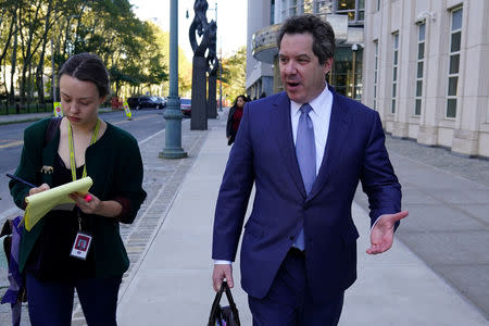 FILE PHOTO: Joaquin "El Chapo" Guzman's defense attorney Jeffrey Lichtman walks out of United States District Court for the Eastern District of New York in the Brooklyn borough of New York, New York, U.S., October 30, 2018. REUTERS/Carlo Allegri/File Photo