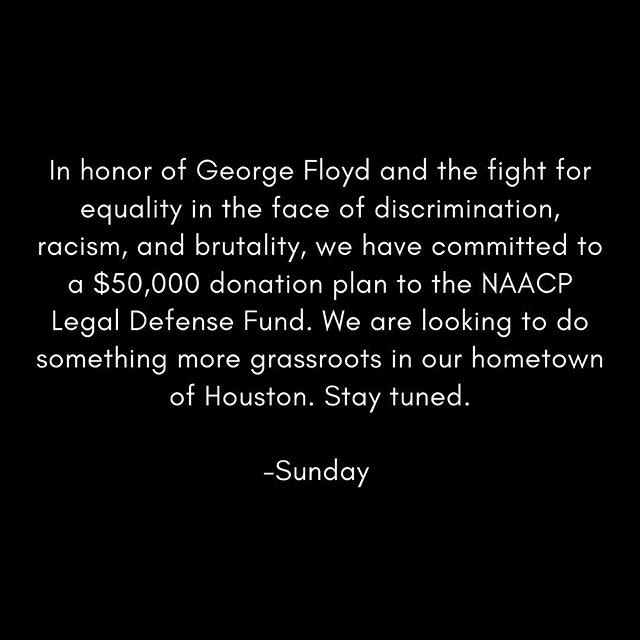 <p>Skincare brand Sunday Riley announced a donation of $50,000 to the NAACP Legal Defense Fund whilst also promising to work more locally in the brand's hometown of Houston. </p><p>Founder, Sunday Riley herself, posted a heartfelt statement alongside the donation:</p><p>'George Floyd and I are both from Houston. We actually both went to Lamar High School, though he graduated from Yates. We were separated by time. We weren’t the same age, we weren’t in the same year. But we walked the same hallways, maybe sat in the same classrooms, albeit at different moments in time. We had entirely different lives, different opportunities, and faced different challenges. Had we both been in the exact same situation, at the exact same moment, I think it would have ended differently for me. Actually, I know it would have. That reality pierces me to my core.⠀⠀Being from Houston, as a team, we want to support the black community locally and are looking for meaningful ways that we can support. Hopefully we’ll have something firmed up in the next day or so. But in recognition that this level of discrimination, hatred, and brutality is rampant across the entire United States, yesterday we made a $50,000 donation commitment to the NAACP Legal Defense and Education Fund. We are limited in our resources, but not in our voice.⠀ ⠀Wishing everyone a peaceful Sunday, but not a forgetful one. 🤎⠀ - Sunday'</p><p><a class="link " href="https://secure.actblue.com/donate/naacp-1" rel="nofollow noopener" target="_blank" data-ylk="slk:DONATE TO NAACP;elm:context_link;itc:0;sec:content-canvas">DONATE TO NAACP</a></p><p><a href="https://www.instagram.com/p/CA3OVRXAXOs/?utm_source=ig_embed&utm_campaign=loading" rel="nofollow noopener" target="_blank" data-ylk="slk:See the original post on Instagram;elm:context_link;itc:0;sec:content-canvas" class="link ">See the original post on Instagram</a></p>