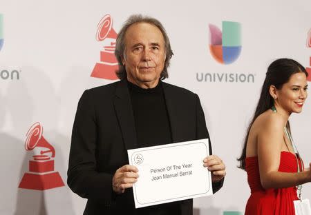 Person of the Year Joan Manuel Serrat poses backstage during the 15th Annual Latin Grammy Awards in Las Vegas, Nevada November 20, 2014. REUTERS/Steve Marcus