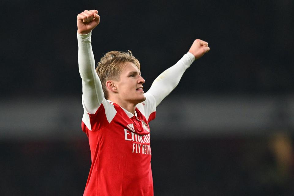 Odegaard’s form will be crucial if Arsenal are to end a 19-year wait for a Premier League title (AFP via Getty Images)