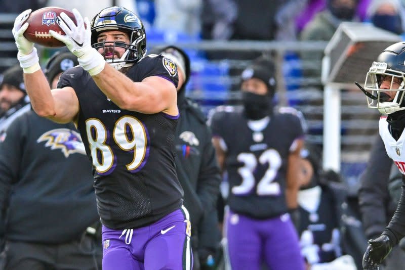 Mark Andrews of the Baltimore Ravens is the No. 2 player in my Top 25 fantasy football tight end rankings for 2023. File Photo by David Tulis/UPI