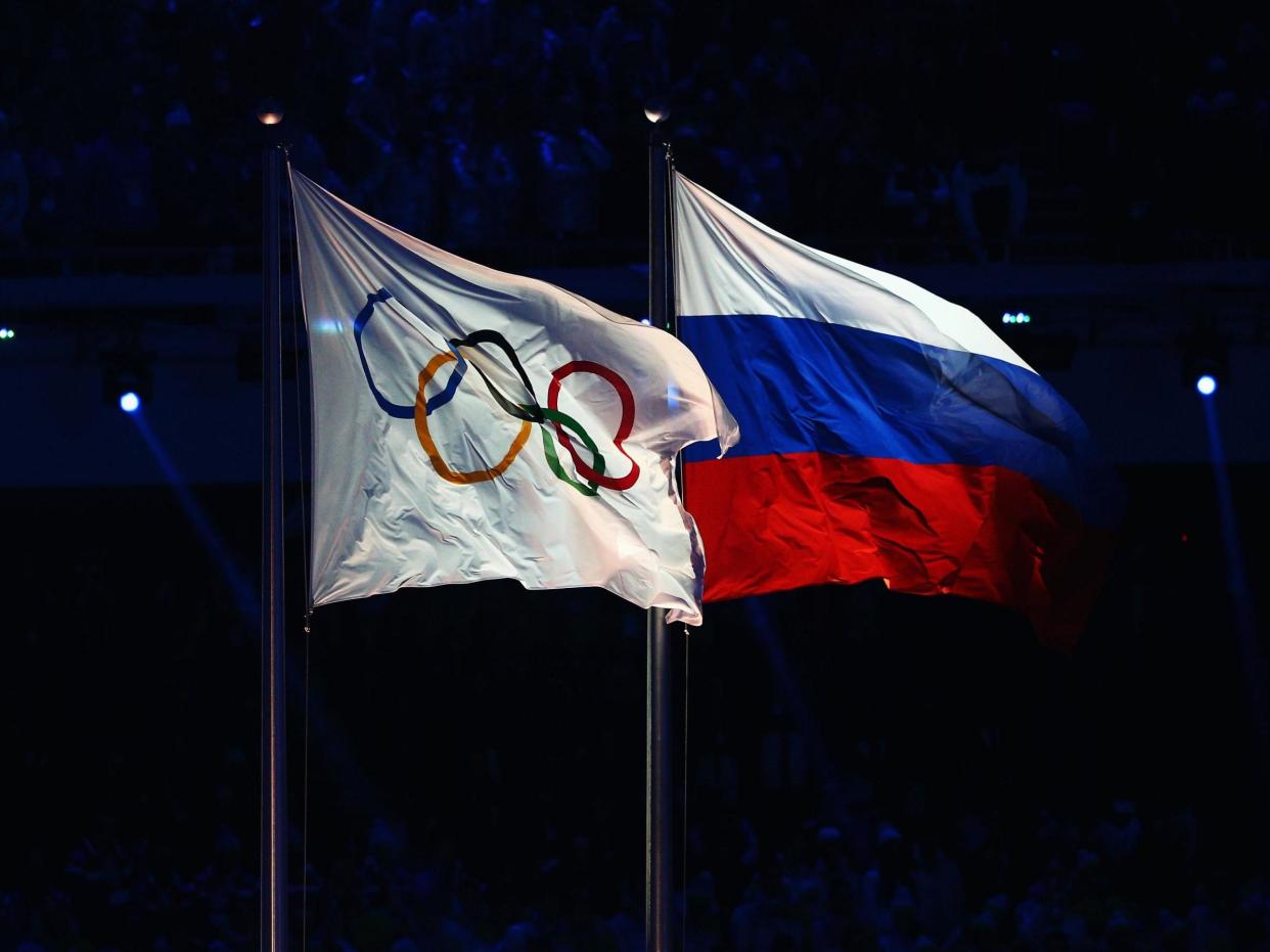 The Olympic flag flies next to the Russian flag: Getty Images