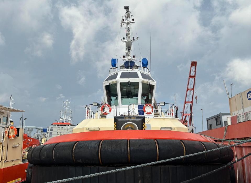 PHOTO: A tugboat in Cyprus leased by Fogbow, a private US humanitarian group that plans to begin moving aid into Gaza in early June. (Fogbow)