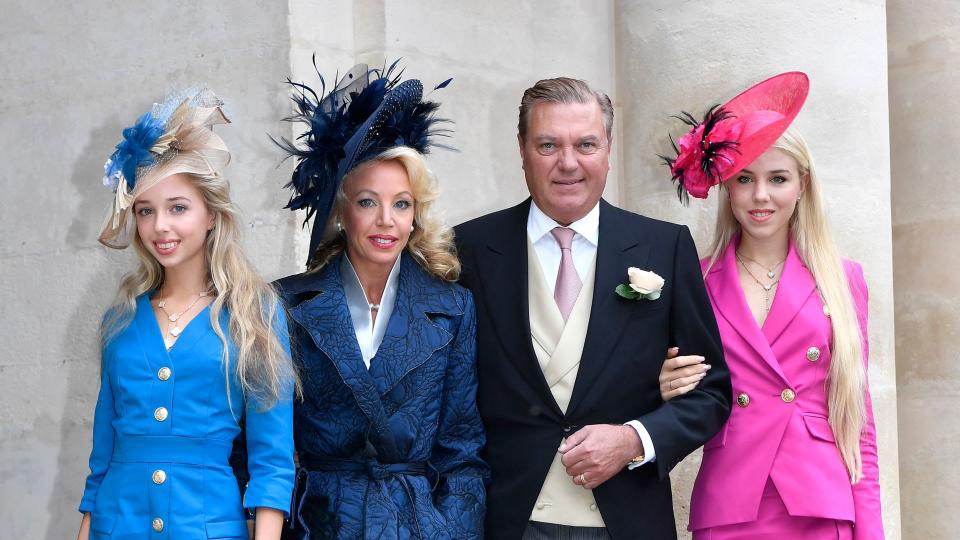 Princess Camilla and Prince Charles with their daughters Maria Carolina and Maria Chiara at a wedding