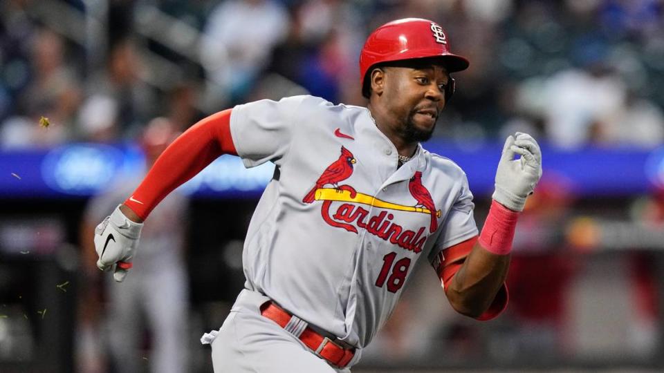 St. Louis Cardinals’ rookie Jordan Walker (18) streaks around the bases during the fifth inning of a game against the New York Mets on Friday, June 16, in New York. Walker is an asset for the Cardinals on offense, but he has struggled defensively this season. Frank Franklin II/AP